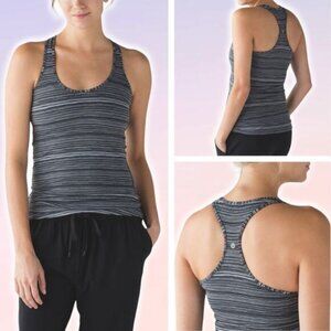 LULULEMON Cool Racerback Tank Light Luon Size 4 Cyber Black Deep Coal
